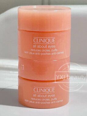 New 2x Clinique All About Eyes Cream Reduces Circles, Puffs~5 ml/0.17 oz each